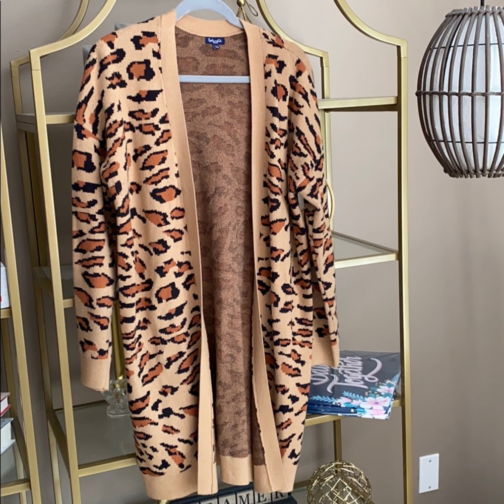Splendid Animal Print Long Cardigan Sz M